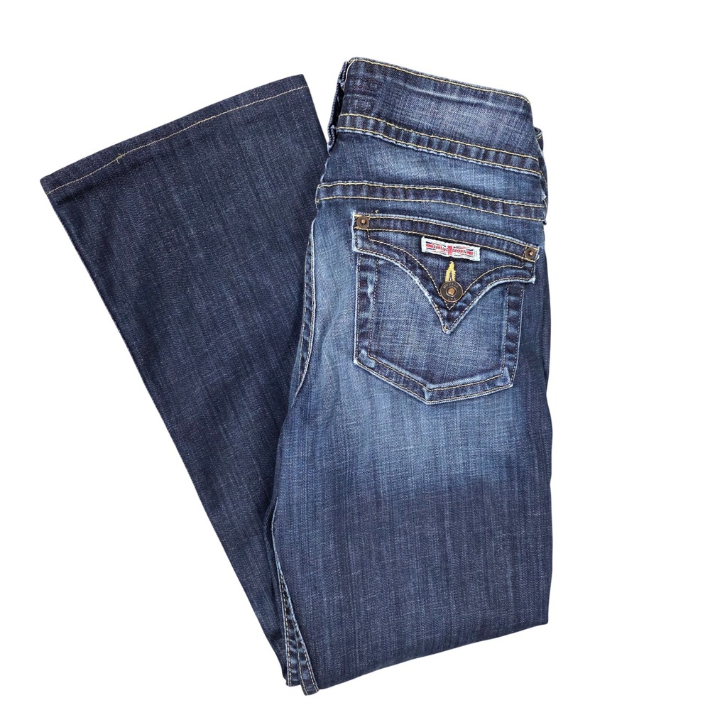 Hudson Low Rise‎ Flare Leg Flap Pocket Jeans Womens 28 Blue GOOD Boho  Y2K Style